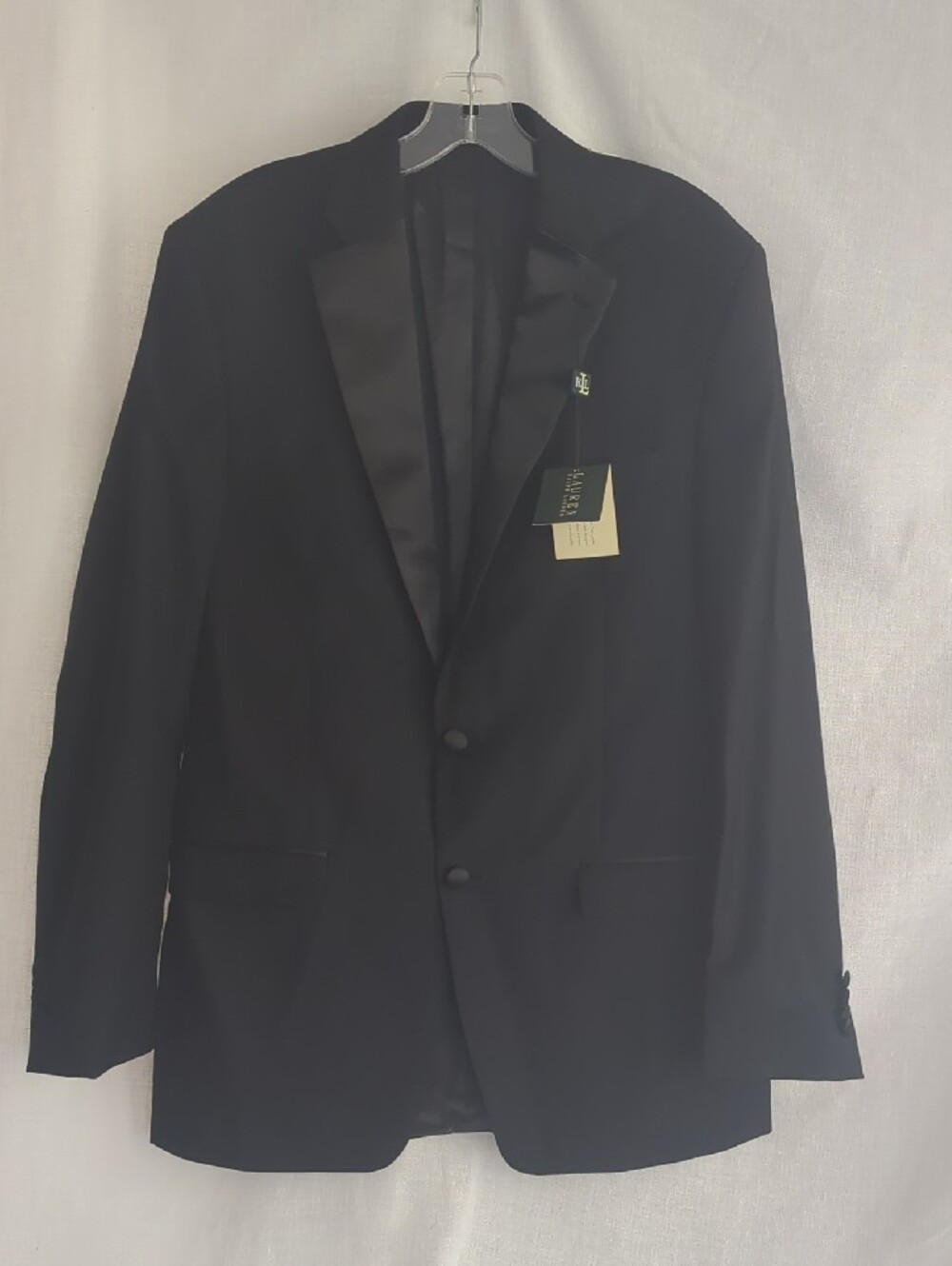 Ralph Lauren Black Satin-Trim Peak Lapel LLOY Tuxedo Jacket W FLAW Green Label
